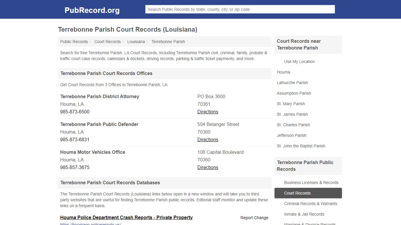 Terrebonne Parish Court Records (Louisiana) - PubRecord.org